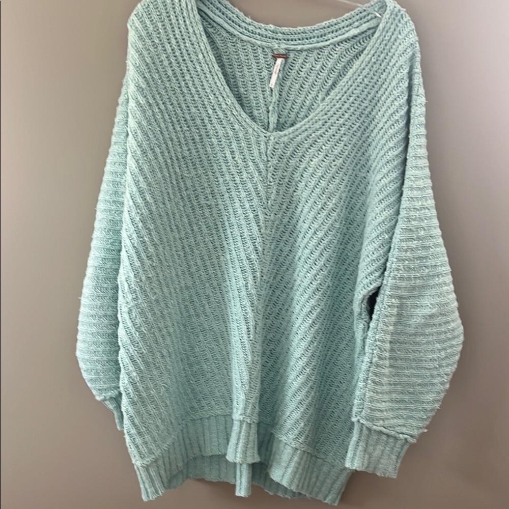 Free People V-Neck Sweater with Ribbed Knit